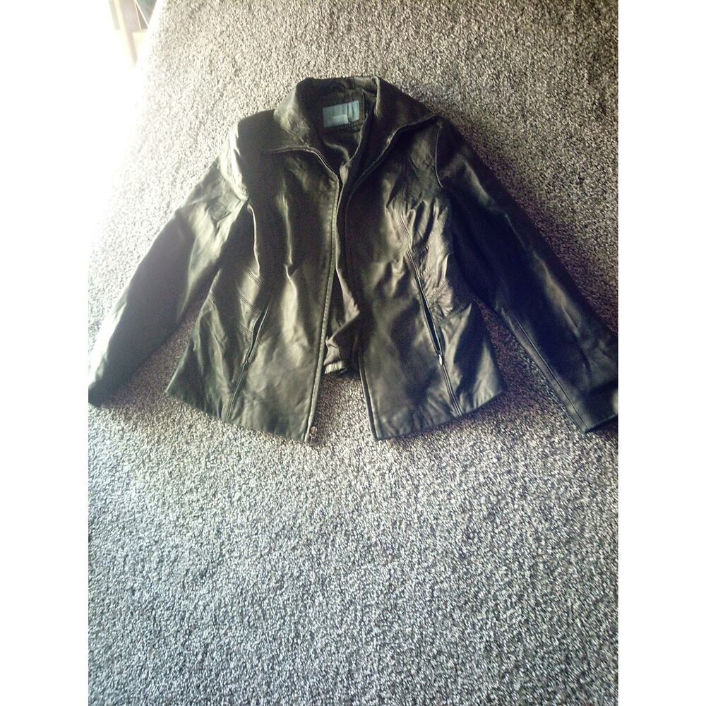 Nine West Women’s Black Leather Jacket Size Large